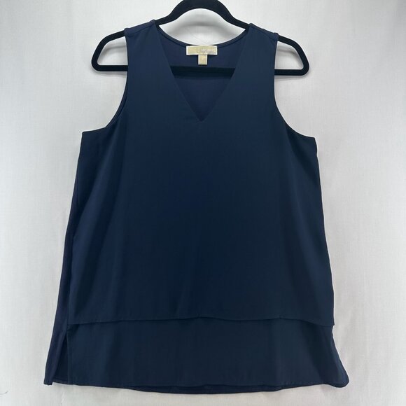 Michael Kors Tops - Michael Kors Tank Top Womens Size M Tunic Layered V-Neck Sleeveless Shell Blue